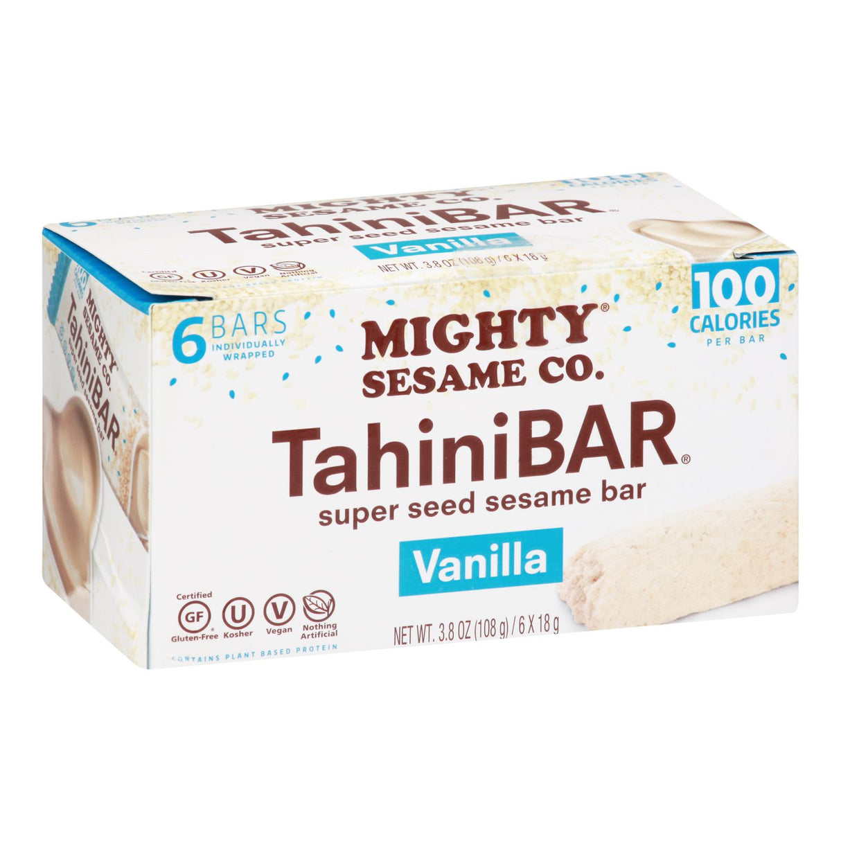 Mighty Sesame Tahini Bar, Vanilla Flavor, 6/3.8 oz (Case of 8) - Cozy Farm