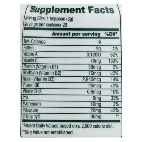 Organic Green Foods Chlorella Powder Supplement (2.1 Oz.) - Cozy Farm 
