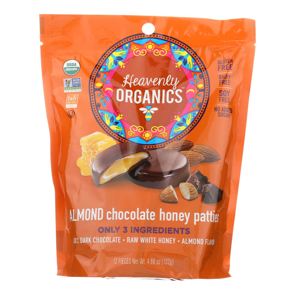 Heavenly Organics Chocolate Honey Pattie - 4.66 Oz. Case - Cozy Farm