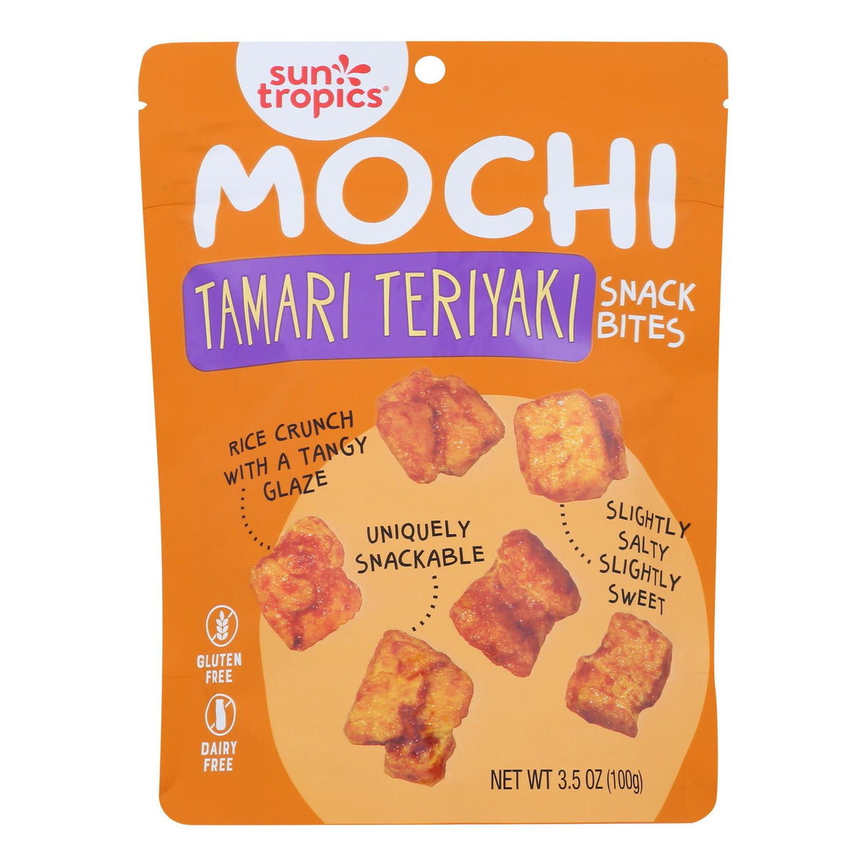 Sun Tropics Mochi Rice Bites Tamari Soy Sauce, 3.5 Oz Pack of 12 - Cozy Farm