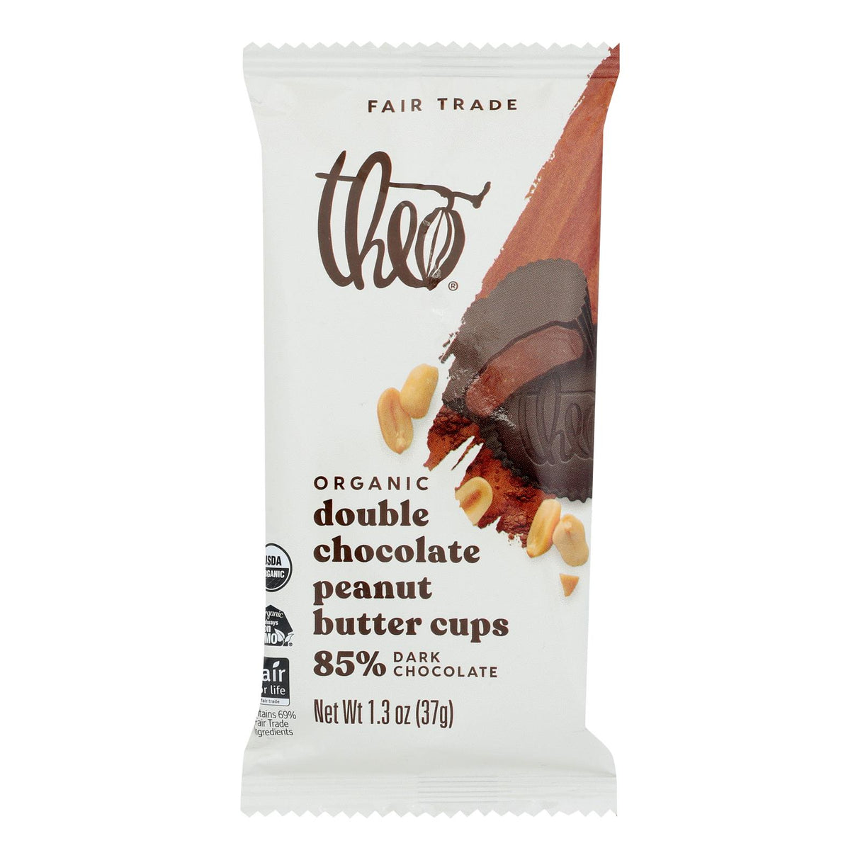Theo Chocolate - Peanut Butter Cupdouble Chocolate - Case Of 12-1.3 Oz - Cozy Farm