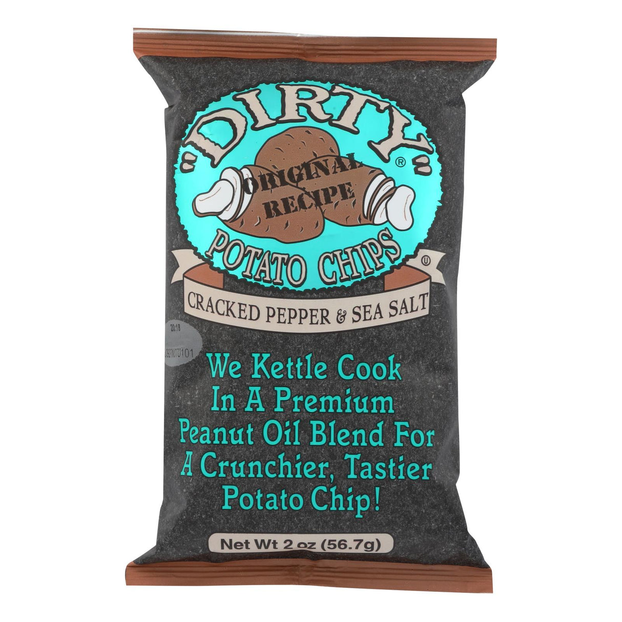 Dirty Chips - 2 Oz Potato Chips with Cracked Pepper and Salt (Pack of 25) - Cozy Farm