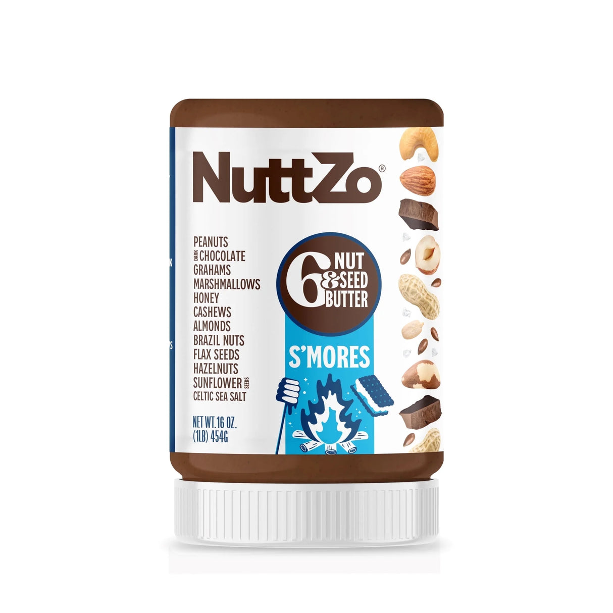 Nuttzo - 6 Nut & Seed Smores Spread, 16 oz (Pack of 6) - Healthy Nut Butter