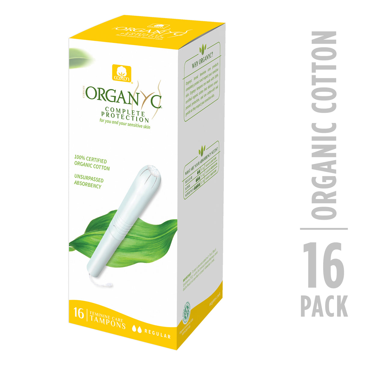 Organyc Regular Cotton Applicator Tampons, 16 Count - Cozy Farm