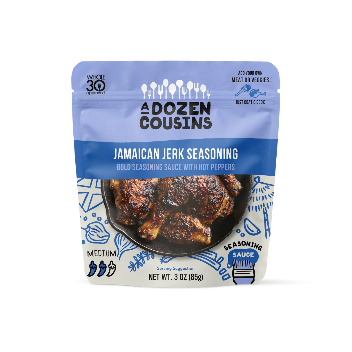 A Dozen Cousins Jamaican Jerk Sauce, 3 oz (Pack of 10) - Authentic Caribbean Flavor