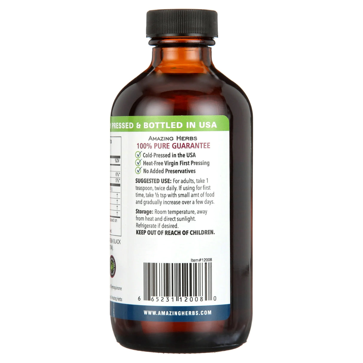 Amazing Herbs Premium Black Seed Oil Back