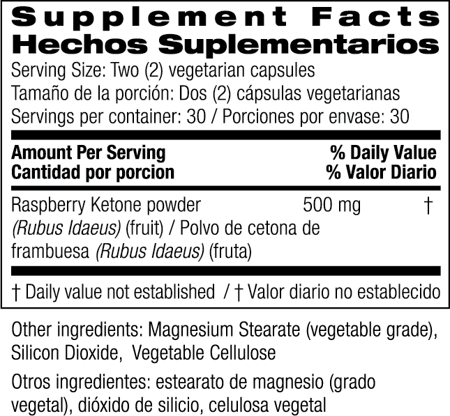 Bio Nutrition Raspberry Ketone Diet Veggie Capsules (60 Count) - Cozy Farm