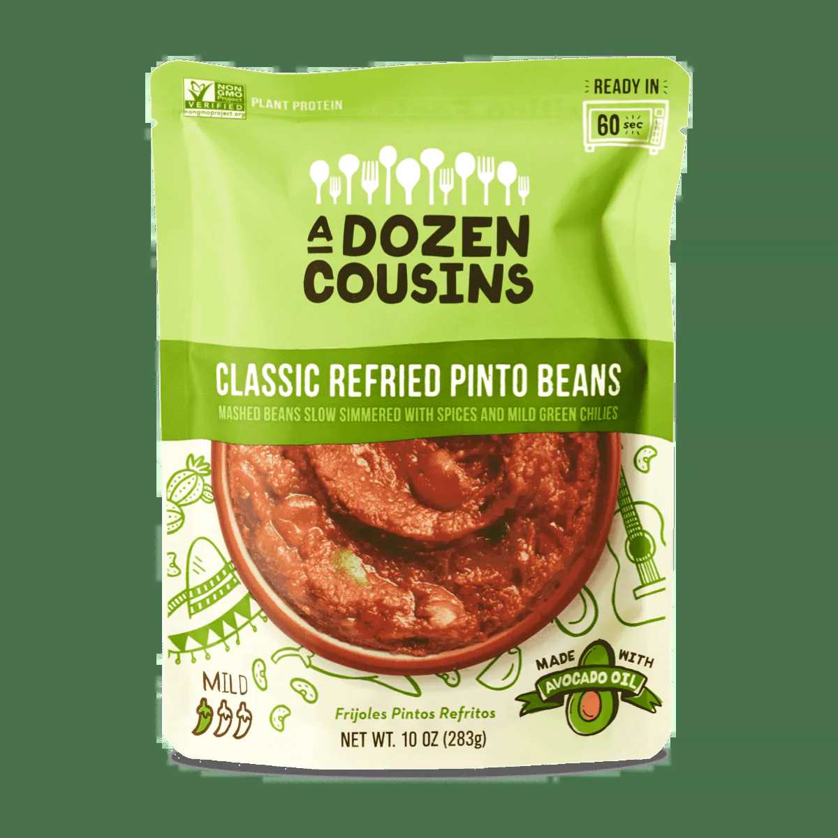A Dozen Cousins Classic Refried Pinto Beans (Pack of 6 - 10 Ounce) - Cozy Farm