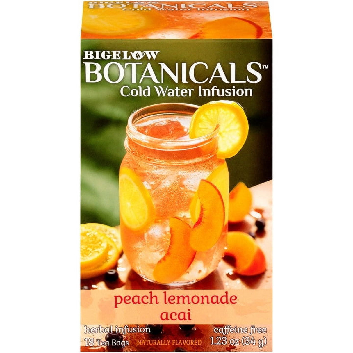 Bigelow Botanicals Tea - Peach Lemonade Acai, 18 Bags (Pack of 6) - Fruit Infusion Water