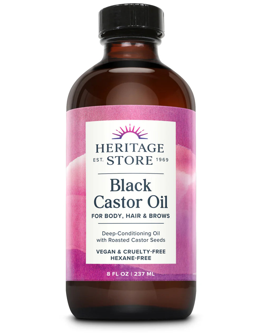 Heritage Store Cold Pressed Black Castor Oil - 8 Fl Oz.