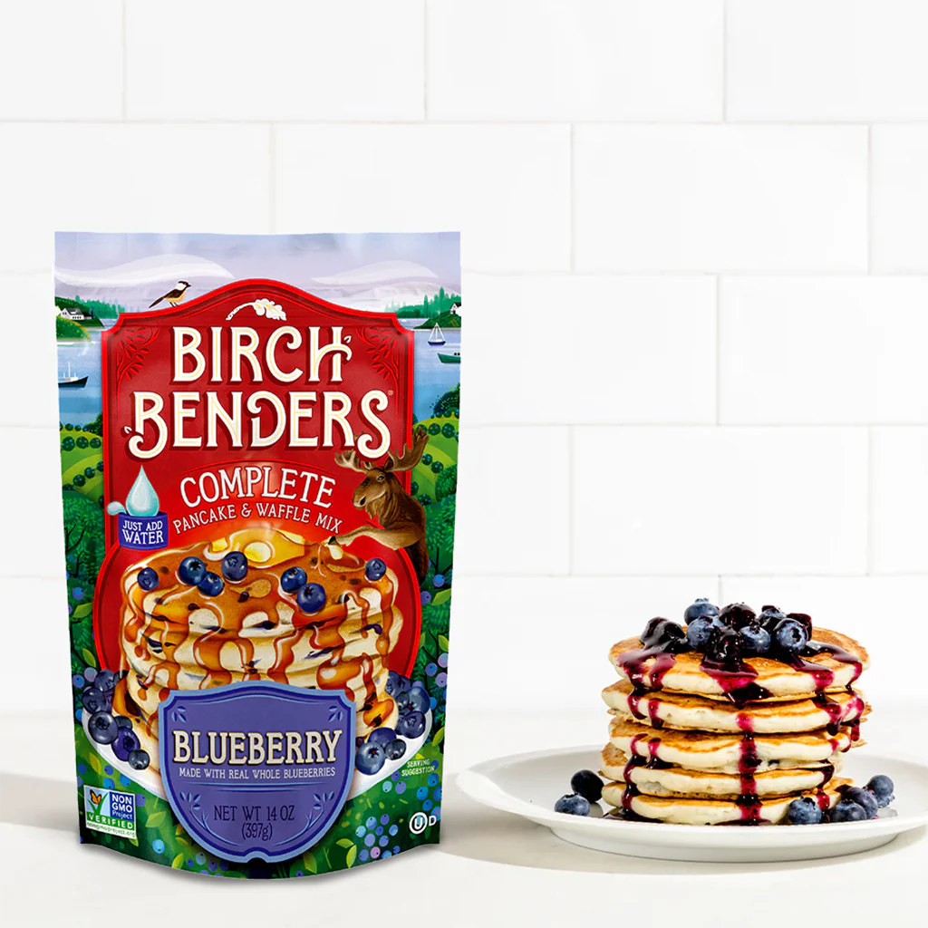 Birch Benders 煎饼华夫饼预拌粉 - 蓝莓 - 6盒装 - 14盎司