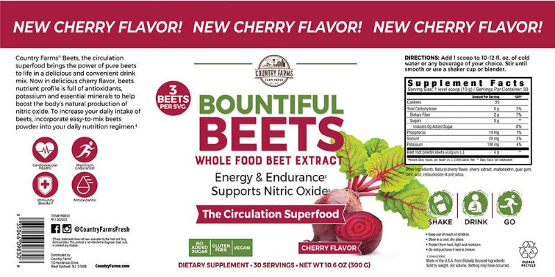 Country Farms Bountiful Beats Powder: Electrolyte-Rich Superfoods for Daily Well-being - 10.6 Oz - Cozy Farm