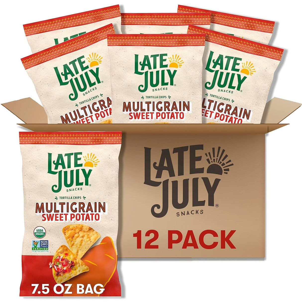 Box of Late July snacks with multiple packages displayed