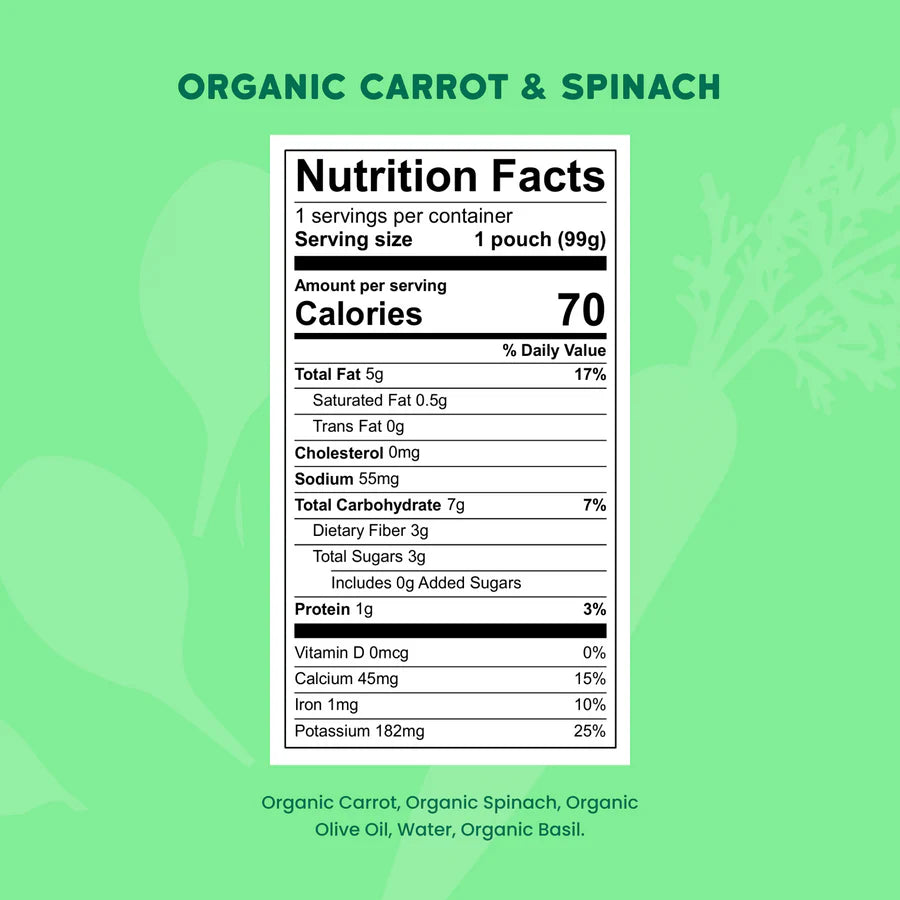 Serenity Kids Organic Carrot, Spinach & Basil Baby Food Pouches, 6-Pack (3.5 oz)