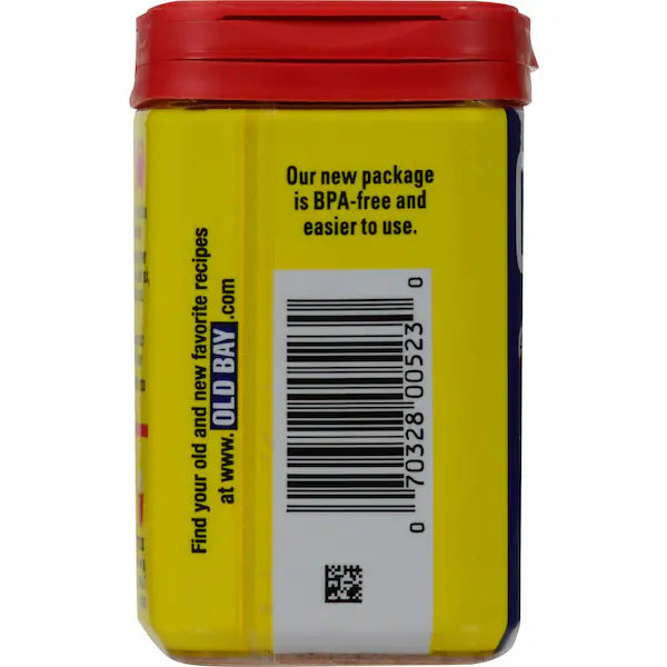 Yellow container with red lid and label on a white background