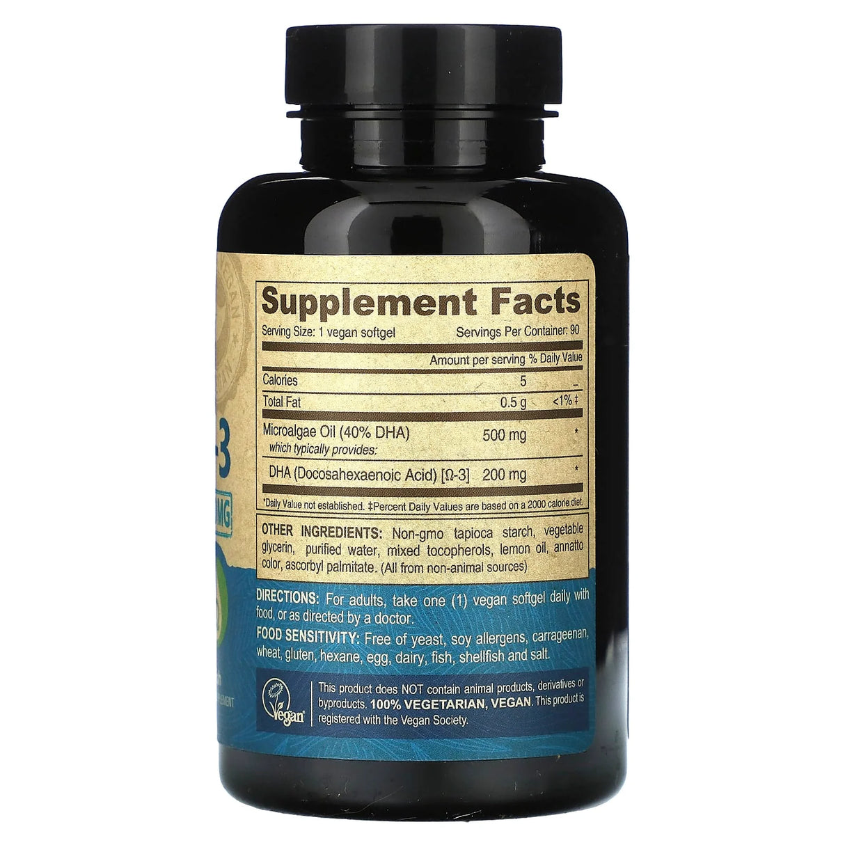 Deva Vegan Omega-3 DHA, 900mg, Plant-Based from Algae, 90 Vegan Softgels