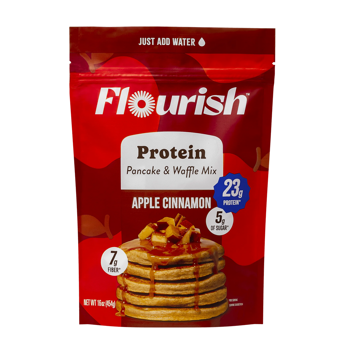 Flourish - Apple Cinnamon Protein Pancake Mix, 16 oz (Pack of 8) - Healthy Breakfast Mix