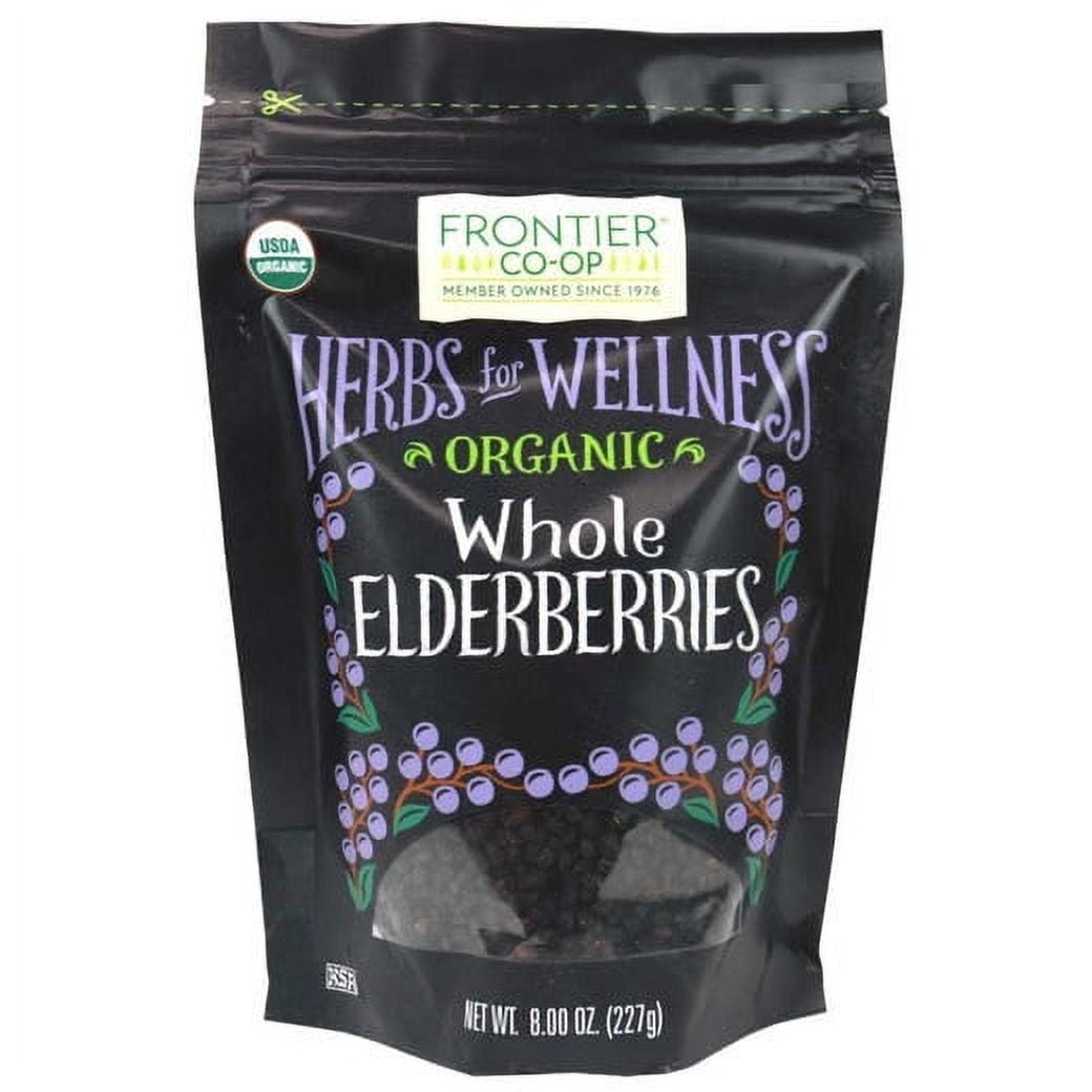 Frontier Natural Products Coop - Organic Elderberries, 8 oz (Pack of 12) - Immune Support Berries