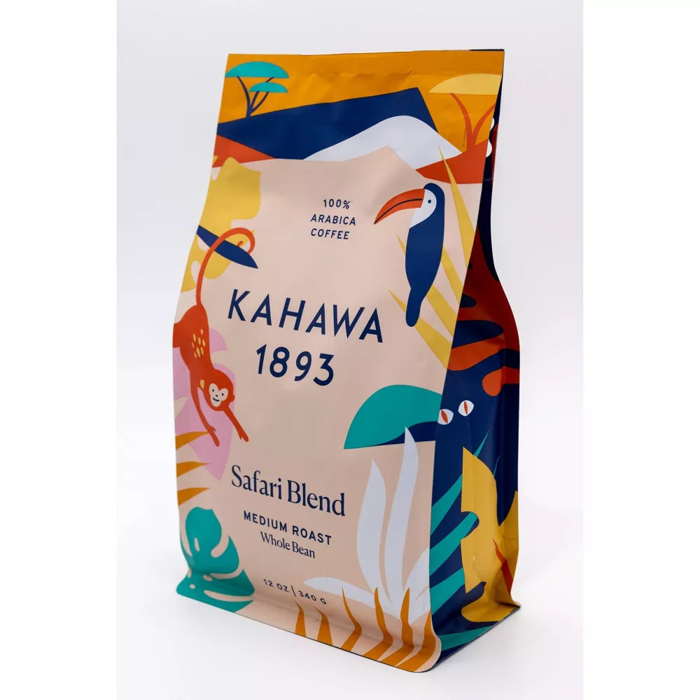 Kahawa 1893 Safari Medium Roast Whole Bean Coffee, Case of 6 - 12 Oz - Cozy Farm