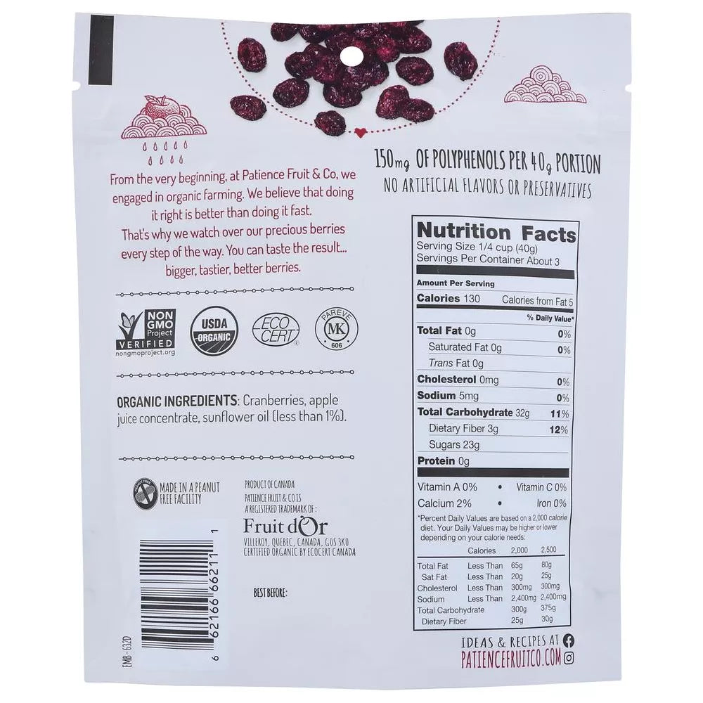 Patience Fruit & Co Zero-Sugar Cranberry Drd, 4 oz, paquete de 8