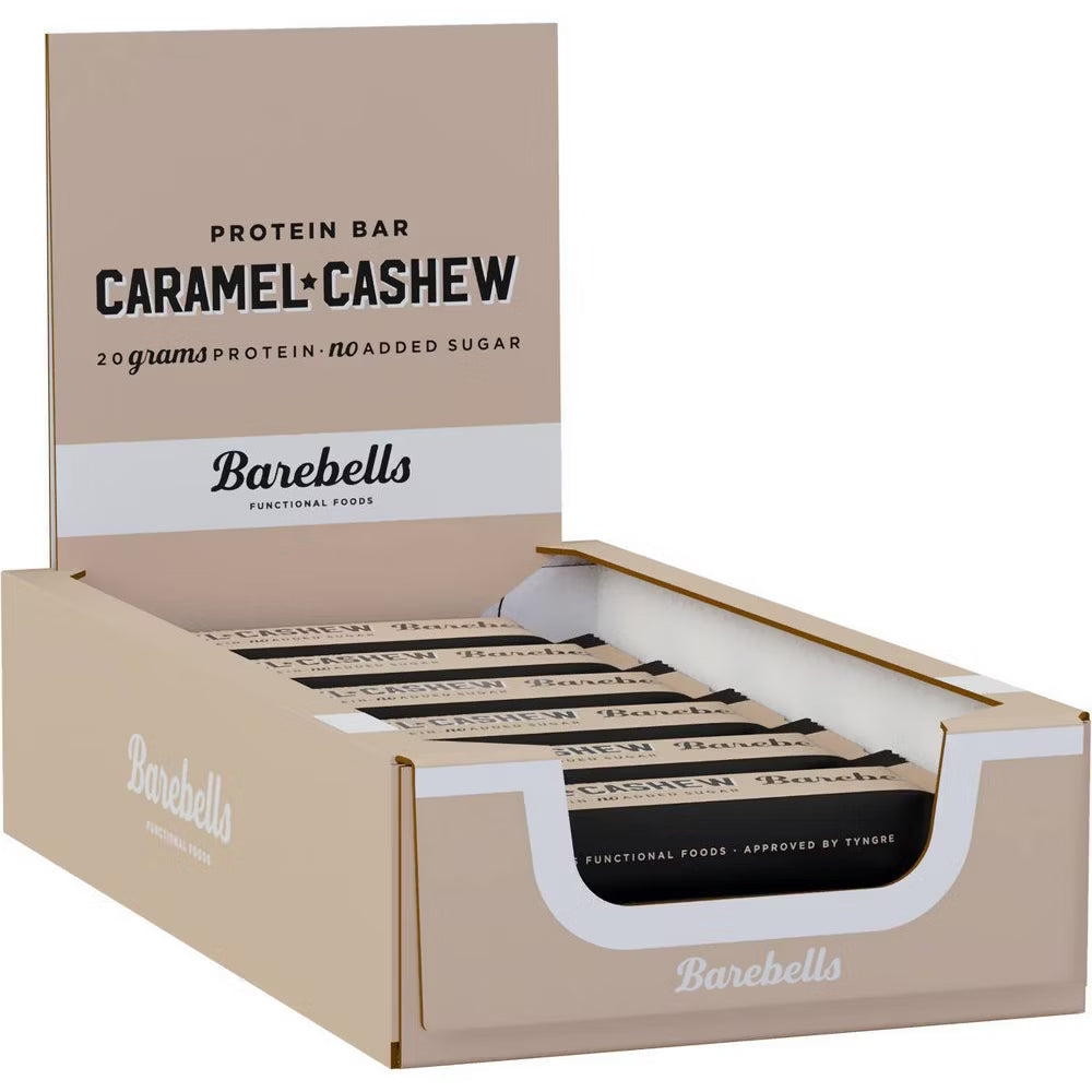 Barebells Caramel Cashew Protein Bar, 1.94 oz, Pack of 12
