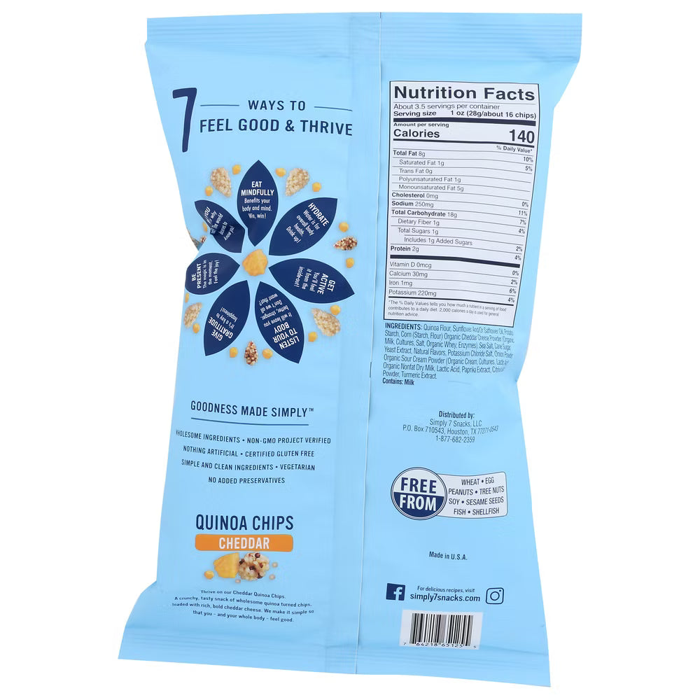Simply 7 Quinoa Cheddar Chips, Case of 8, 3.5 Oz Each