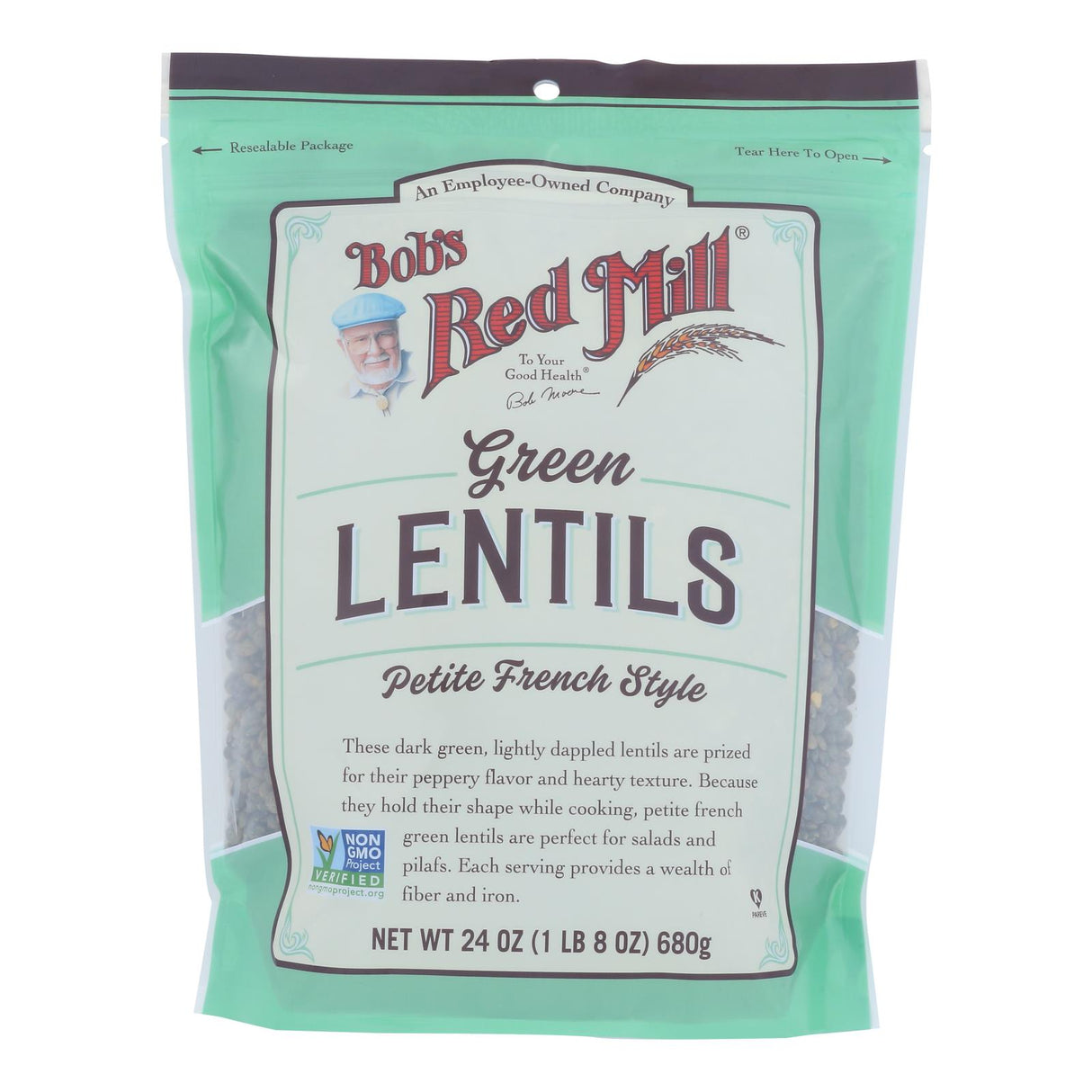 Bob's Red Mill - Beans Pet Fr Green Lentil - Pack of 4-24 Oz