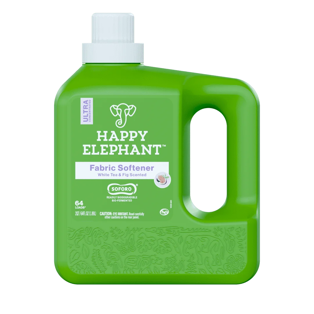 Happy Elephant - White Tea Fig Fabric Softener, 64 fl oz (Pack of 4) - Gluten-Free Softener