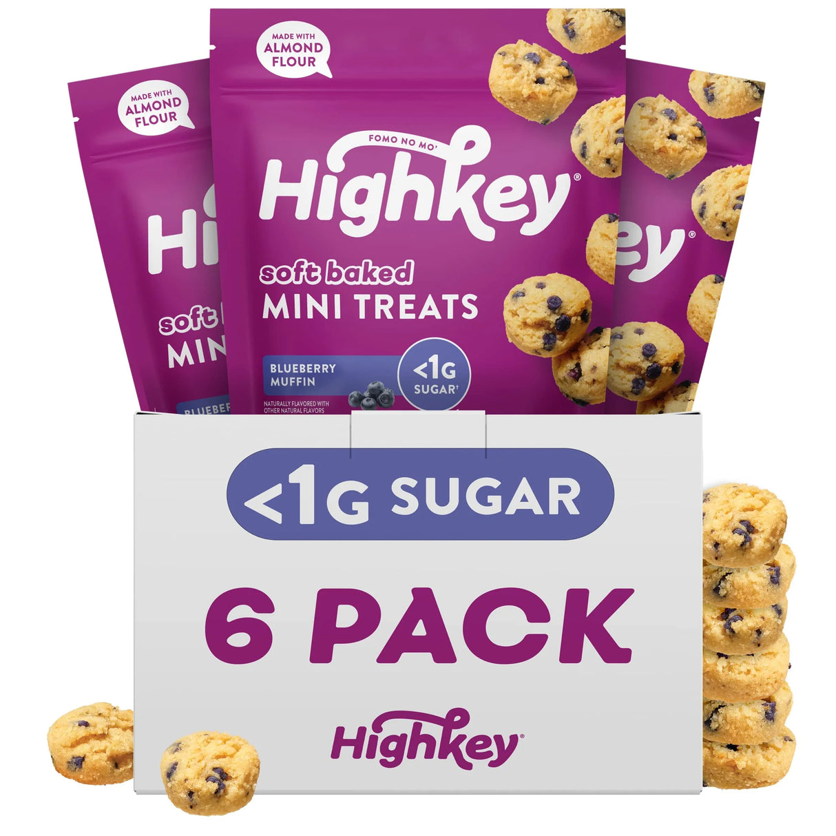High Key - Mini Keto Blueberry Muffins, 2 oz (Pack of 6) - Gluten-Free Snacks