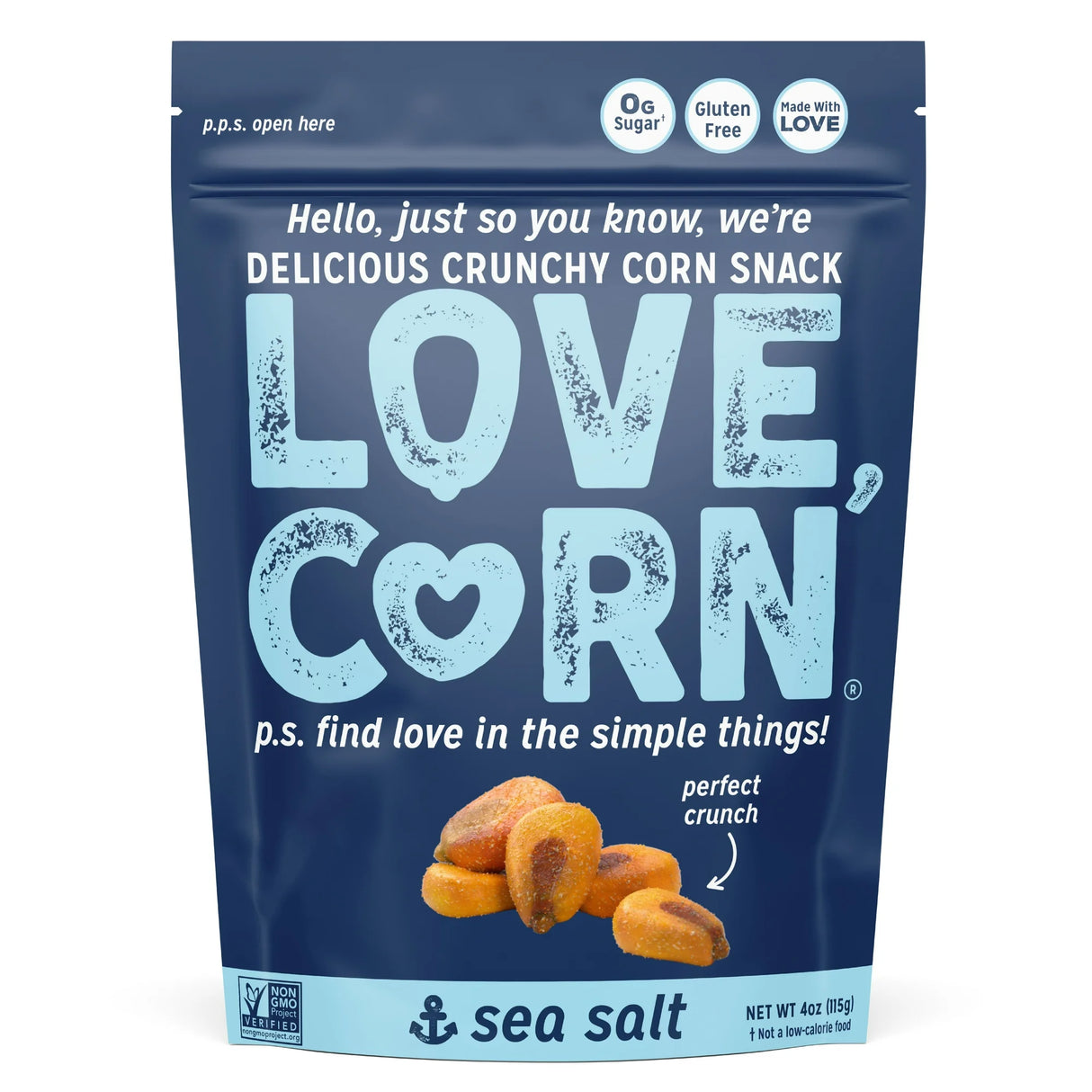 Love Corn Roasted Corn with Sea Salt, Pack of 10 - 1.6 Oz.