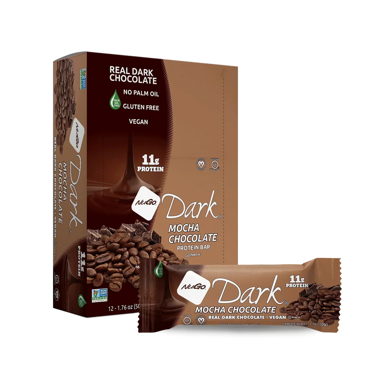 NuGo Dark Mocha Chocolate Protein Bar, 50g, Pack of 12