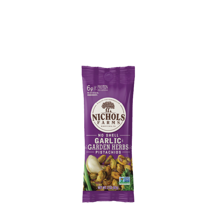 Nichols Farms - Garlic & Garden Herb Pistachios, 2 oz (Pack of 10) - Gluten-Free Snack