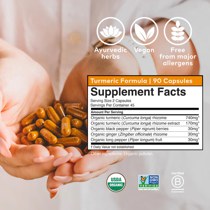 Organic India Turmeric Formula Supplement, 90 Vegetarian Capsules