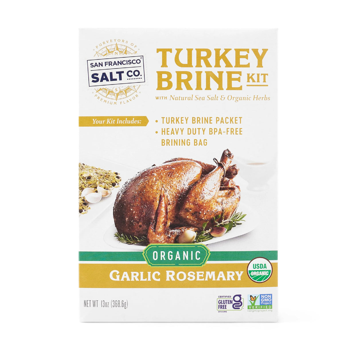 San Francisco Salt Co. - Organic Turkey Brine, 16 oz (Pack of 12) - Garlic Herb Seasoning