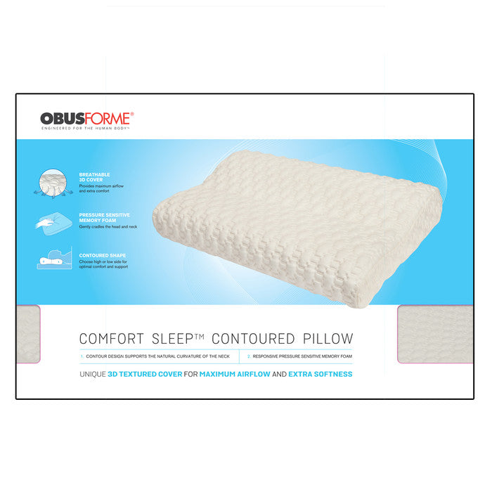 ObusForme Comfort Sleep Contoured Pillow - Back & Neck Support - Breathable Cervical Pillow