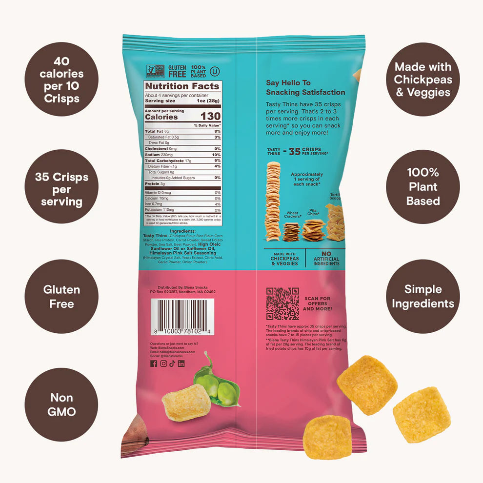 Biena Llc - Himalayan Pink Salt Tasty Thins- Case Of 12-4 Oz - Cozy Farm