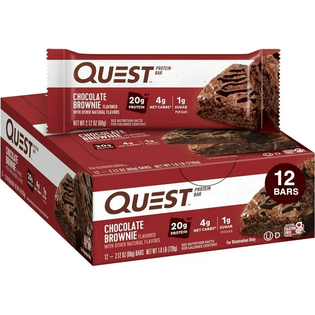 Quest Bar - Chocolate Brownie - 20 grams of protein - (2.12 Oz Bars) 12-Pack - Cozy Farm 
