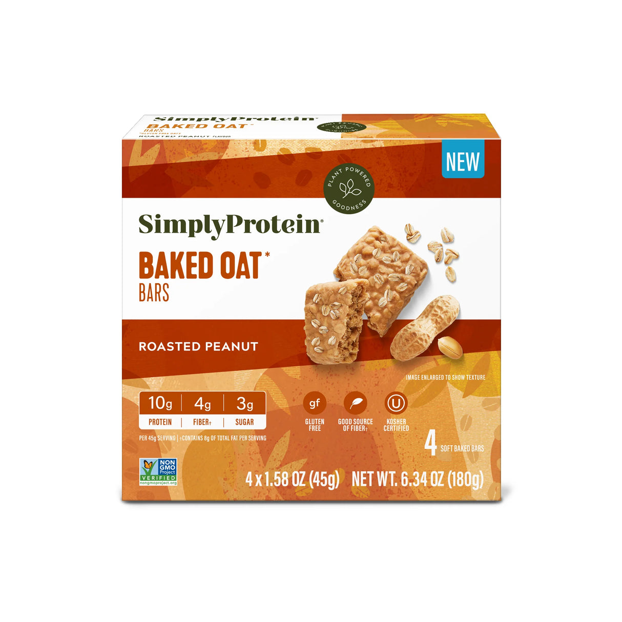 Simply Protein - Peanut Oat Baked Bar, 6.34 oz (Pack of 6) - Protein snack bars
