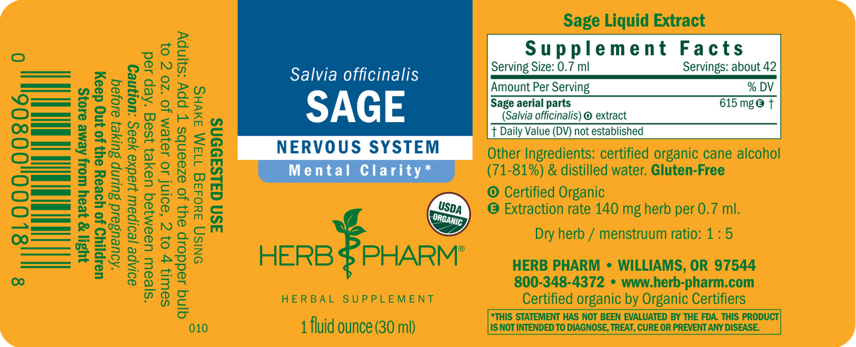 Herb Pharm Sage White Liquid Extract - 1 Fl Oz