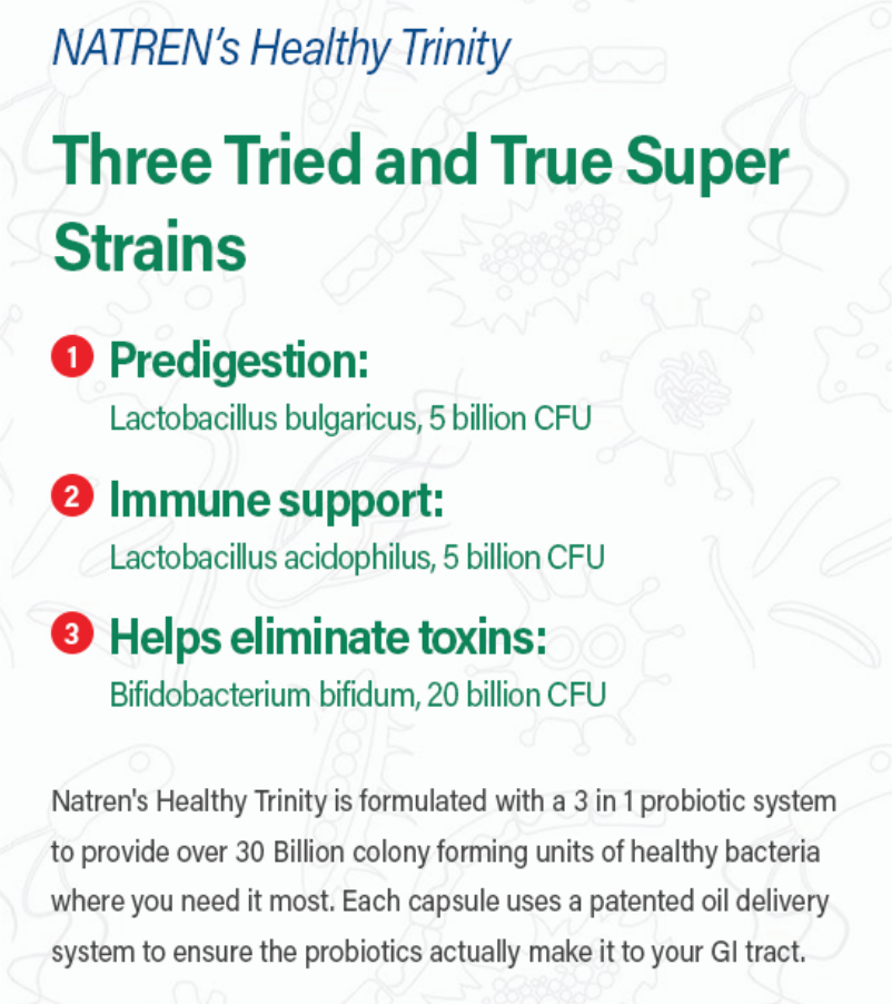 Natren Healthy Trinity Probiotic Capsules 30 Capsules - Cozy Farm