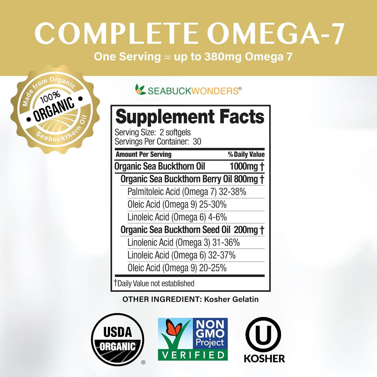 Seabuck Wonders Sea Buckthorn Oil Blend - 120 Softgels, 500mg - Cozy Farm