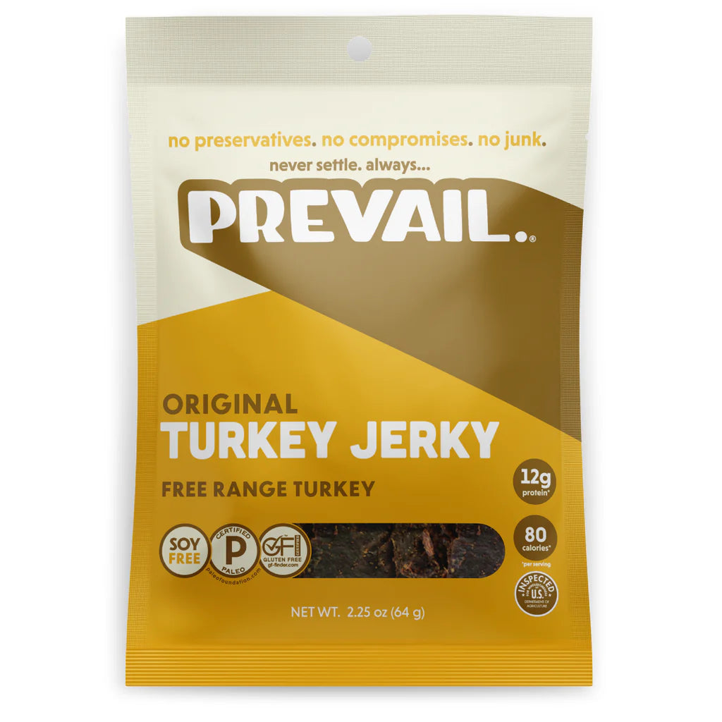 Prevail - Turkey Jerky Original, 2.25 oz (Pack of 8) - Gluten Free Snack