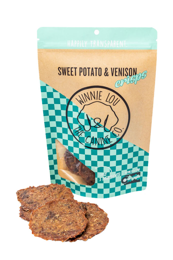 Winnie Lou The Canine Co - Dog Treats, Venison Sweet Potato, 2.5 oz (Pack of 6) - Gluten-Free Crisps