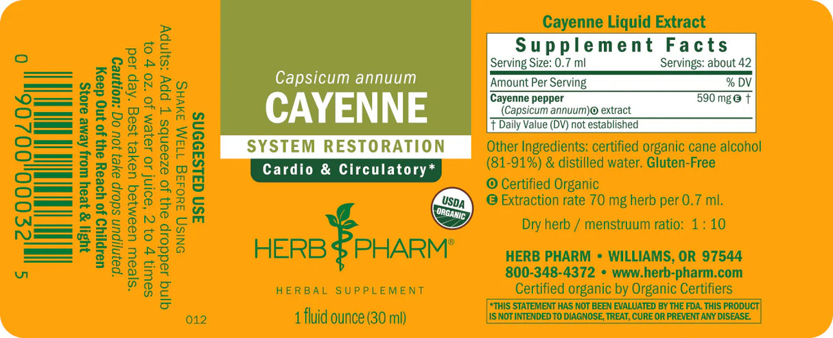 Herb Pharm Cayenne Herbal Extract, Liquid Supplement, 1 fl oz