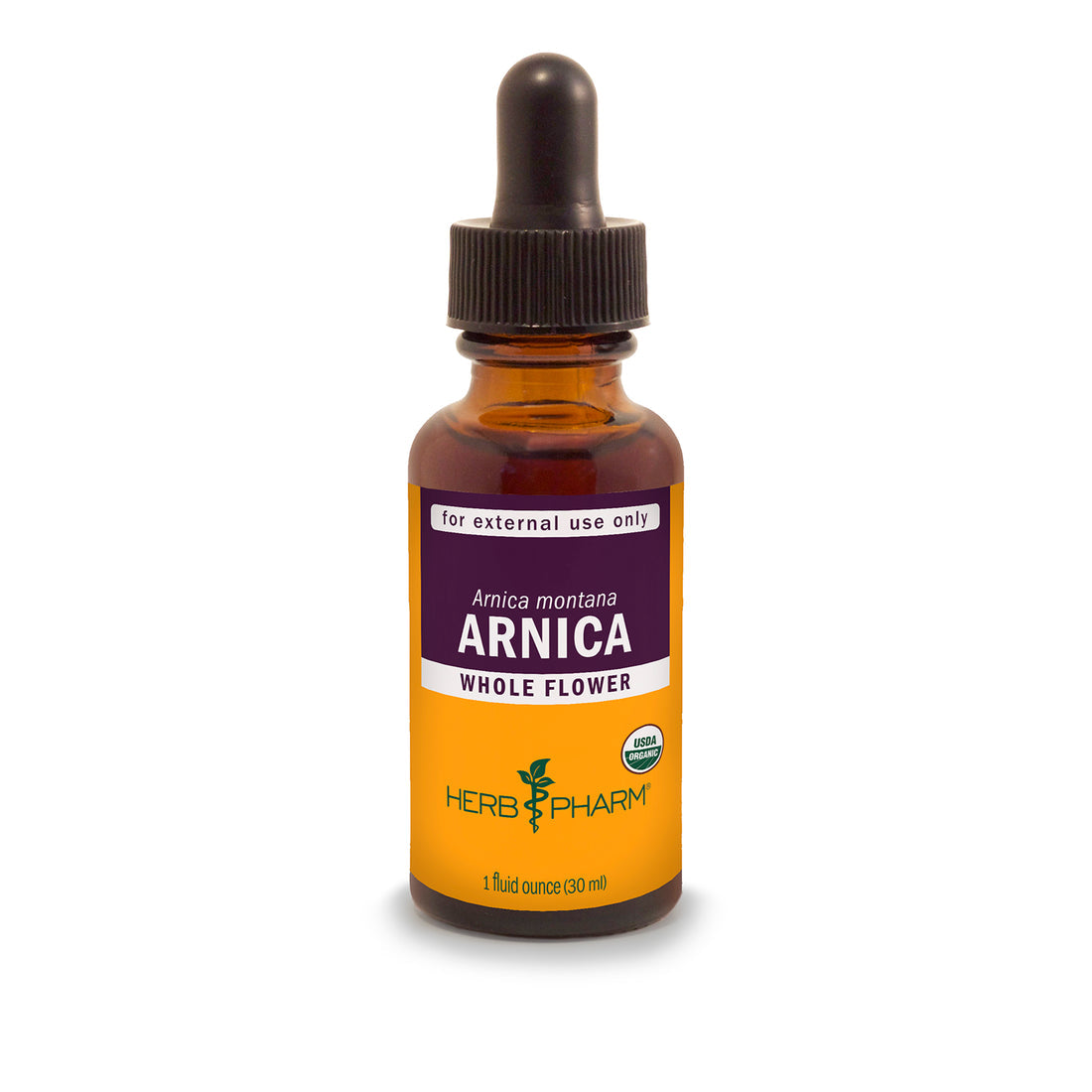 Herb Pharm Arnica montana whole flower tincture bottle on a white background