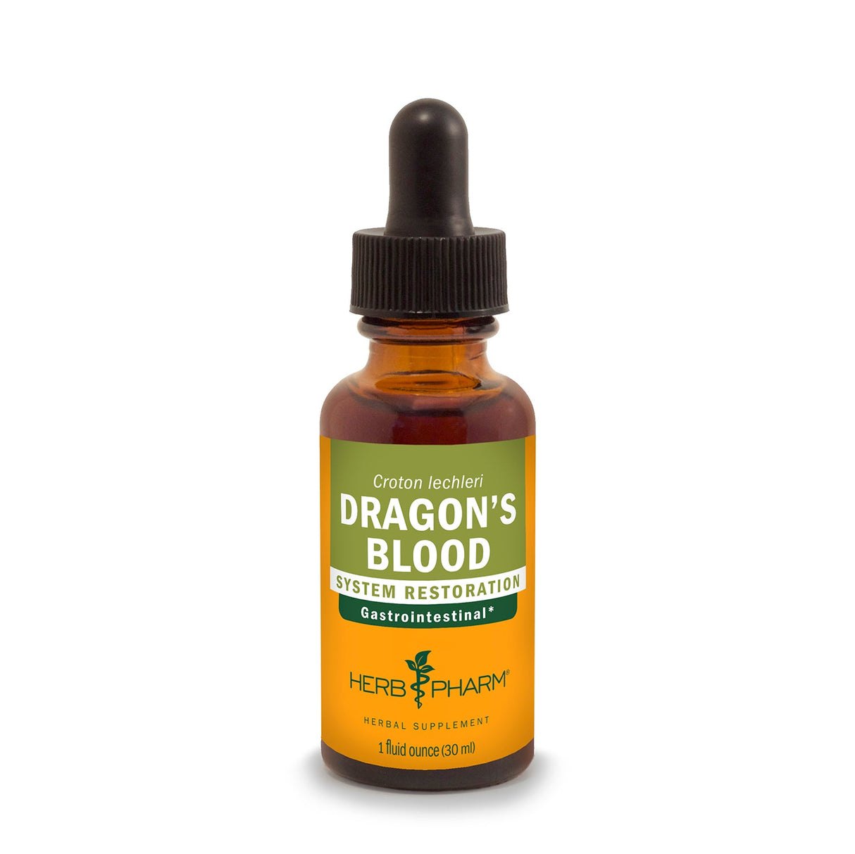 Herb Pharm Dragon's Blood supplement bottle with dropper on a white background