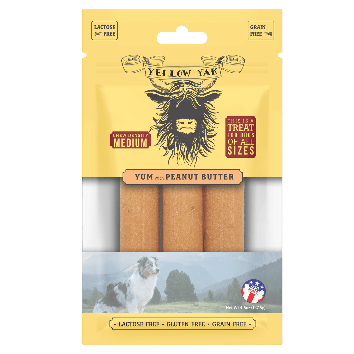 Yellow Yak Peanut Butter Yum Medium Density Chew 4.5 Oz (Pack of 6) - Cozy Farm