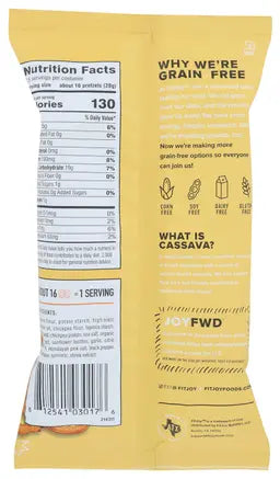 Yellow package with nutritional facts and text on a white background