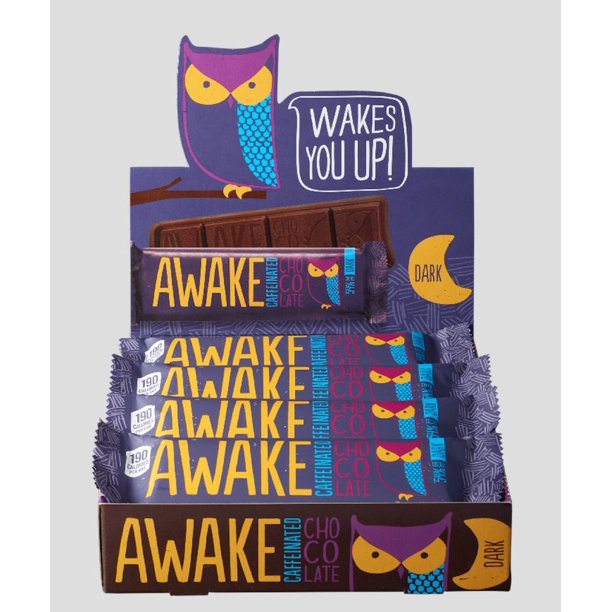Awake Chocolate - Bar Caff Dark Chocolate - Case Of 12-1.34 Oz - Cozy Farm