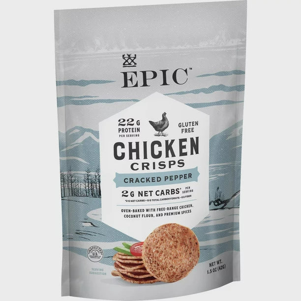 Epic Chicken Crunched Black Pepper Crisps (Pack of 6 - 1.5 Oz) - Cozy Farm